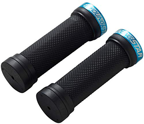 Revers Youngstar 28mm Diameter Single Lock-On Children's Bicycle Grip, Rubber/Aluminium, Blue/Black, Handlebar Grip