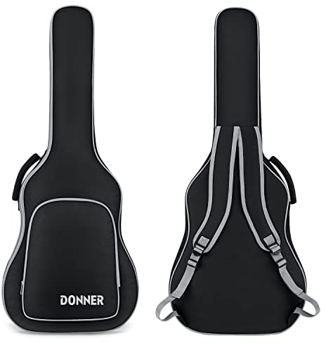 Donner Gitarrentasche Akustikgitarre Gig Bag 5mm gepolstert wasserdicht Gitarre Rucksack Gitarrenhülle für 40/41 Zoll Akustikgitarre, Schwarz