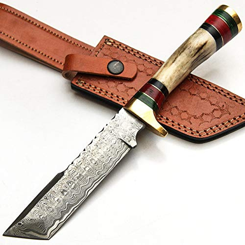 PAL 2000 Cuchillo de chef de 12,7 cm, hecho a mano, de acero Damasco, cuchillo de cocina con vaina, SBPB-9464