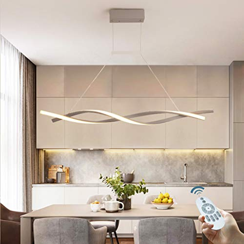 Luci Pendenti Moderno Pendente LED Ciondolo Alluminio Lampada A Sospensione Letto Plafoniera Regolabile Pranzo Illuminazione Soffitto Per Uffici Cucina Studia Corridoio Lampadario,Grey/120cm/46w