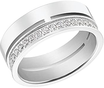 s.Oliver Ring Edelstahl Damen Ringe, mit Zirkonia synth., Silber, Kommt in Schmuck Geschenk Box, 2031469