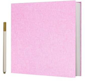 Vienrose Photo Album Self Adhesive 4x6 5x7 3x5 8.5x11 Scrapbook Album DIY Scrap Book with A Metallic Pen (33x32CM60Pages, Pink)