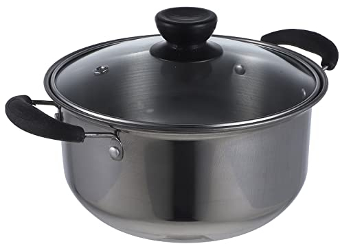1pc Metal Glass Cover with Cover Soup cookware Non Stick Boiler Small Steamer Wok pan with lid Induction Cooker Multipurpose Stock Pot with lid Pasta Canning Pot Double