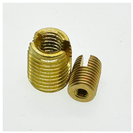 ZZTWER M2 bis M20 Goldene verzinkte selbstschneidende Einsatz Schraubbuchse 302 Schlitz Typ Drahtgewinde Nussreparatur Schrauben (Größe : M8-M12-15mm(10pcs))