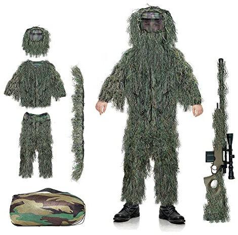 ANZOME Traje Ghillie para niños-Verde
