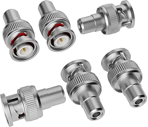 BNC to RCA Adapter (6 Pack) BNC Male to RCA Female Connector Coaxial Coax RG6 Adapter Kit Coupler for CCTV-6/10/20 Pack+4 Types for Selection