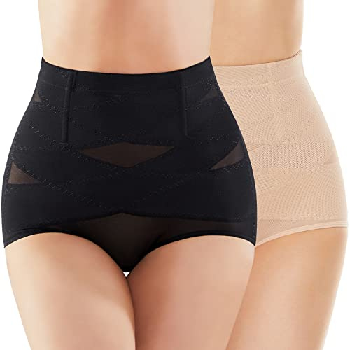 SIMIYA Damen Shapewear Unterhose 2Per Bauchweg Miederhose hoher Taille Unterwäsche Bauchkontrolle Miederpant weicher und bequemer Body Shaper für Frauen