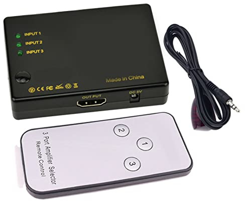 Commutateur HDMI 4K 3x1, SéLecteur de Commutateur HDMI 3 en 1 avec Télécommande IR, Répartiteur HDMI 3 Ports pour PC, Lecteur DVD