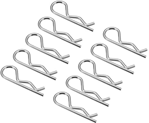 QUARKZMAN x 10Stk. R Form Feder Splint Clip Pin Silber 3mm x 60mm | Verschluss Sortiment Halte Haarnadel, Kohlenstoffstahl, für Farm- und Kupplung Stiftsicherungssystem