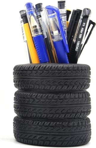 Mikily's Tire-shaped pen holder creative desktop storage tools black plastic desktop ornaments