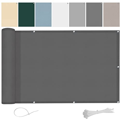 AXT SHADE Tamaño Personalizado Pantalla Privacidad Balcón 0.85x2m Impermeable Ocultacion Balcon Protección Viento y Los Rayos UV con Ataduras de Cables para Exterior Terraza-Antracita
