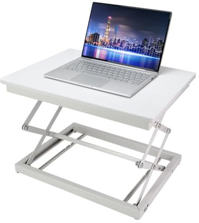 TemkIN Ergonomischer Laptop-Ständer für Den Schreibtisch, Höhenverstellbar, Tragbarer Stehpult-Konverter, für Laptop und Einzelmonitor-Arbeitsplatz Bürogebrauch (Color : White, Size : 50 * 37cm)