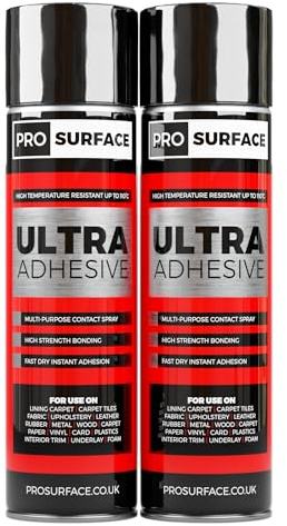 2 Cans Ultra Adhesive - High Temperature Multi-Purpose Contact Spray Adhesive 500ml