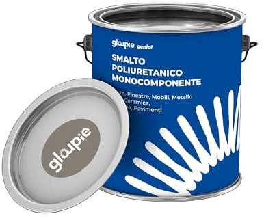GLOUPIE GENIAL Smalto Poliuretanico Monocomponente Ad Acqua Per Protezione E Decorazione Di Interni Ed Esterni, Greige Opaco, Confezione 0,75 Lt, Made In Italy