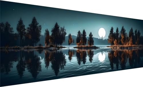 Diamond Painting XXL 300x100 cm, 5D DIY Mond Diamond Painting Runde Steine Strass Cross Stickerei Kunst Kits, Diamond Painting Zubehör Set Basteln Erwachsene, Geschenk für Diamond Painting Wald I-7