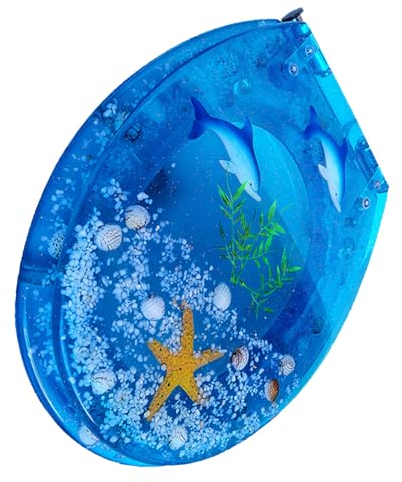 Außergewöhnliche 3D-Optik, WC-Sitz für Geräuschloses Schließen, Ovale Form, Angenehmer Sitzkomfort, Max. Belastbar Bis 150 Kg, Antibakterieller WC-Sitz mit Absenkautomatik, Delphin Blau