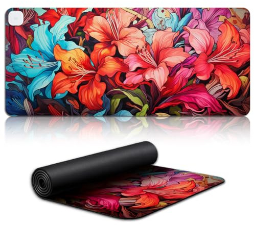 Keyboard and mouse mat Rhododendron Extended Mouse Mat Electric Warm Large Desk Pad XL(80x33x0.3) cm 3 Auto Shut-Off Levels for Home Office Gaming Work