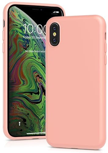YATWIN Silicone Case for iPhone X/XS, Soft-Touch, Shockproof, DustProof, Antiskid Full Body Armour Phone Cover for Apple iPhone X/XS - Pink