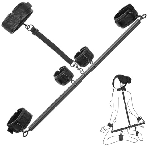 BDSM Toys Sex Bondage Restraints Spreader Bar Bondage Toys Versatile Neck to Wrist BDSM Kit with PU Leather Edged Handcuffs Ankle Cuffs for Couples Kinky Adult Couples Sex Toys for SM Games
