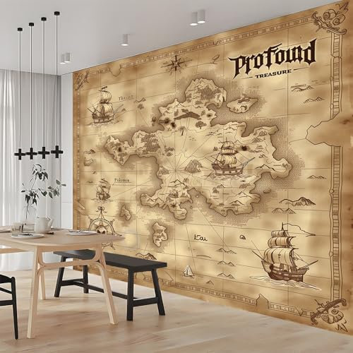 Art Fototapete Retro-Karte Braun 250x175 cm Vlies Tapeten 3D Effekt Moderne Wandtapete Wohnzimmer Schlafzimmer Wandbilder Wand