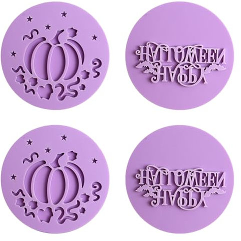 URROMA Lot de 4 emporte-pièces en Acrylique Happy Halloween - Motif 3D - pour Fondant - Emporte-pièces pour pâtisserie, pâte à Sucre, Cupcakes, Chocolat