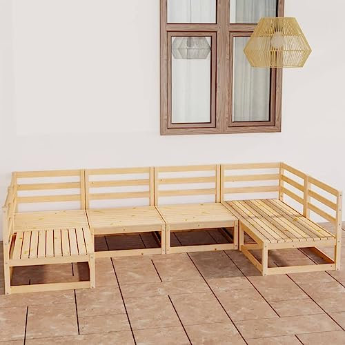Lauuoeriau Hemartiklar, 6 st trädgårdslounge set massiv trätall, kostymmöbler