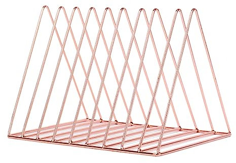 DIYEAH Metall Bücherregal Dreiecksform Eleganter Organizer Für Schreibtisch Büro Schule Roségold Platzsparend Und Für Aufgeräumte Arbeitsumgebung