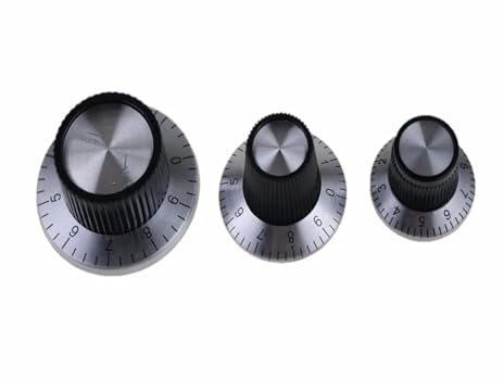 AZOOB 1PCS Potentiometer knob C1 C2 C3 with dial, Aluminum knob, digital knob, 37MMX 15MM, high 6.0MM Inner Diameter(C1)