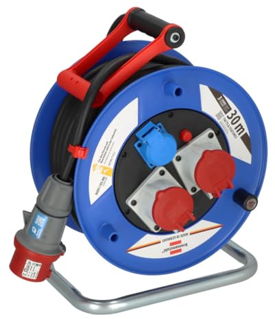 Brennenstuhl Garant CEE IP44 Industrie-/Baustellen-Kabeltrommel (30m Kabel in schwarz, Spezialkunststoff, Baustelleneinsatz und ständiger Einsatz im Außenbereich, Made in Germany)
