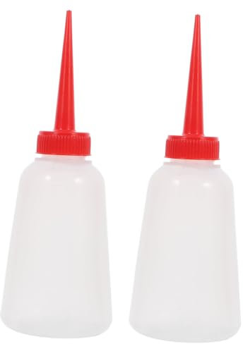 SHINEOFI 2pcs Plastic Oil Squeeze Bottles Red Oil Applicator for Sewing Machine Dispenser for Embroidery Machine and Craft Glues