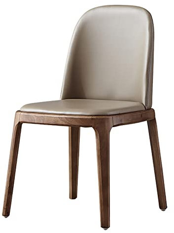 Moderne Esszimmerstühle, 4er-Set, Holzstühle für Küche und Esszimmer mit Kissen aus PU-Leder, Rückenlehne, gepolsterter Beistellstuhl für Wohnzimmer und Schlafzimmer, Grau (Braun)