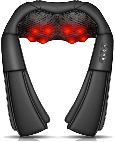 Brelley Massagegerät, Nackenmassagegerät mit Wärme 3D Massage, Rückenmassagegerät um Muskelschmerzen zu Lindern, Shiatsu Massage für Nacken, Rücken, Beine, Geschenke für Frauen, Männer