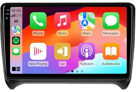 Pour TT 2006-2012 Android Double Din Car Stereo Wireless Carplay Android Auto, 9 pouces IPS 2 Din écran tactile Bluetooth GPS 4G WiFi FM RDS AM Radio Mirror Link DSP SWC Caméra de r(Color:8G+128G)