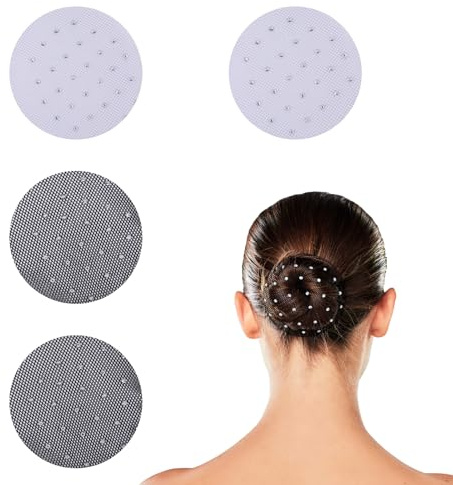 4 Stück Haarnetz Reiten Turnier Dutt Netz Set, Bun Elastisches Hair Net Haarnetz Perlen Glitzer Schönes Knotennetz Bun Frisurenhilfe für Balletttanz Dance, Nurse und Haarfixierung