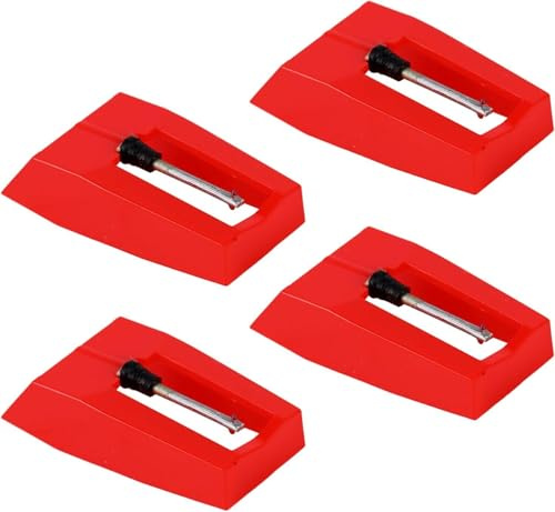 4-Pack Record Player Needles – Turntable Stylus Replacements with Ruby Tip – Compatible with Crosley, Ion, Jensen, Bush, Teac – Vinyl LP Phonograph Players