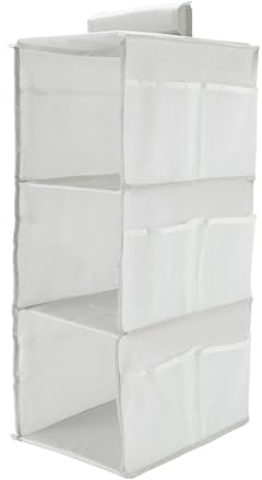 CAPASTEC Kleiderschrank-Hängeorganizer Mit Klettverschlüssen 1 Stück | Grau, Oxford-Stoff, 3 Fächer, Faltbar, Für Zuhause & Reisen, Gesamt 22x30x59cm, Lochdurchmesser 4cm, Regalänge 21cm