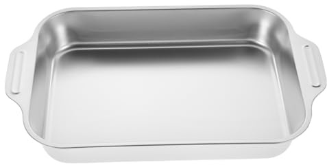 Mobestech Plat à rôtir rectangulaire en acier inoxydable léger pour four et plaque à induction, facile à nettoyer, pour poisson, viande, barbecue à la maison et au restaurant