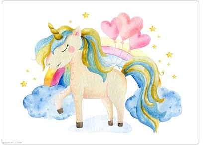 Schreibtischunterlage für Kinder - Einhorn in den Wolken - aus erstklassigem Vinyl - in verschiedenen Größen - Made in Germany (44 x 32 cm)
