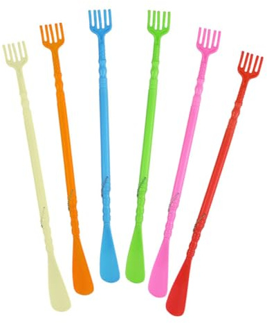 HEALEEP 6 piezas Calzador de Zapatos Dos Uno con Mango Ergonómico Suave Rascador de Espalda y Masajeador Portátil Herramienta Práctica para Facilitar Calzarse y Aliviar Picazón Plástico