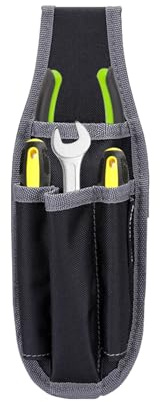 Piccola borsa per attrezzi con clip da cintura, 4 tasche, piccola borsa per attrezzi, borsa da elettricista con clip in metallo, borsa organizer multiuso da lavoro per artigiani, giardinieri, tecnici