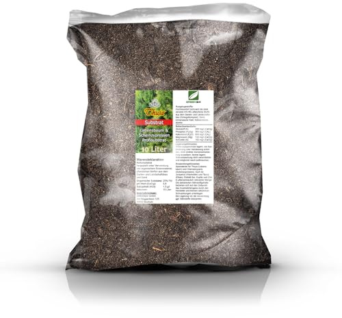 GREEN24 Thuja & Chamaecyparis Erde 10 Liter - Spezial Substrat für Lebensbaum Hecken | Für dichten, grünen Sichtschutz
