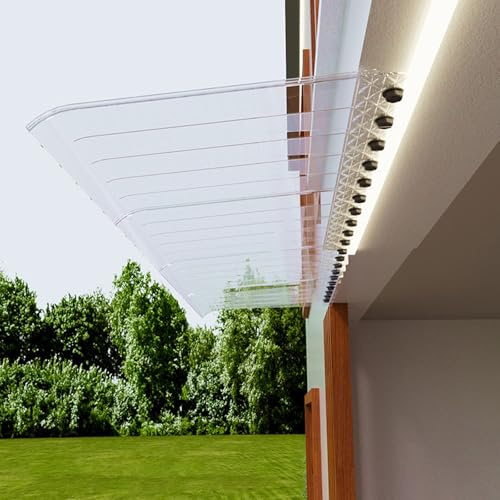 Utomhus trädgård markis UV-skydd baldakin transparent polykarbonat takbåge design plast regn- och snöskydd (55 x 80 cm/22 x 31 tum) för uteplats och däck