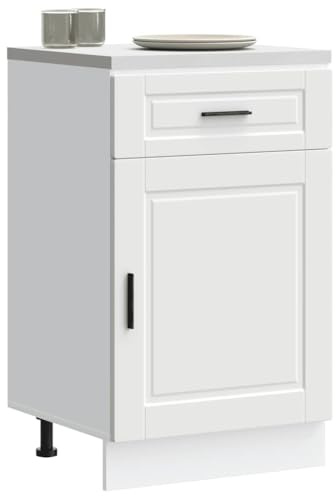 Mandloder Köksunderskåp Porto vit, trämaterial, 50 x 46 x 81,5 cm, hållbart, justerbara fötter, gott om förvaringsutrymme, lätt att rengöra