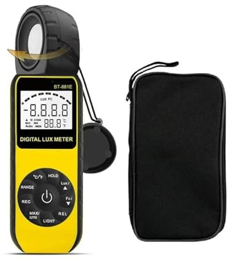 Esposimetro, Misuratore di luce/illuminamento digitale BT-881E, misuratore temperatura ambiente portatile con portata fino a 300.000 lux Luxmetro