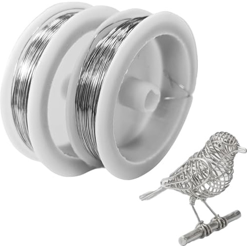 2 Rollen Basteldraht Dünn, 0,4 mm x 100 m Draht Schmuck - Vielseitiger Draht für DIY Schmuckherstellung, Blumenkunst, Gartenarbeit - Flexibel, Einfach zu Forme