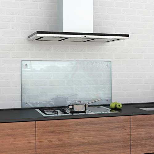 BIJON Spritzschutz Küche Glas Küchenrückwand Glas, Spritzschutz Herd Glas-Platte Wand, Küchenwand - Glasrückwand mit 0mm Wandabstand, Klarglas 50 x 90 cm, inkl. Montageset