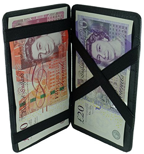 Quality Soft Cowhide Leather Magic Flip Milkman/Puzzle Money Wallet in Black(Size: S)