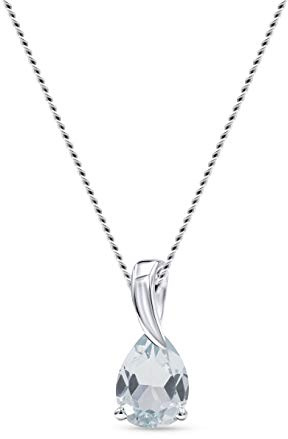 MIORE Schmuck Damen, Gelbgold/Weißgold 9 Karat 375, Goldene Kette Damen, Edelstein Kette mit Saphir/Rubin/Smaragd/Topas/Amethyst Aquamarin, Halskette mit Kettenanhänger Gold mit Schmuckbox
