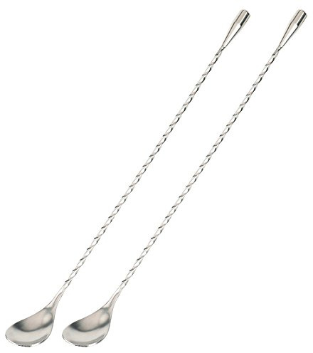 COOCANKE, 12 Zoll Barloeffel Edelstahl loeffel Spirale Muster Bar Cocktail Shaker Gedreht Spoon Barware Rührlöffel (2 Stück)