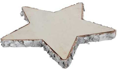 Holztablett Stern Kerzenhalter Gesteckunterlage Weihnachtsdeko Natur Holz | BURI Dekoteller im rustikalen Holzdesign für Advent, Tischdekoration und festliche Weihnachtsstimmung im Wohnbereich
